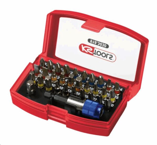 JEU D'EMBOUTS DE VISSAGE À CODE COULEUR TORSION POWER® 1/4'', 32 PCS KS TOOLS 918.3030